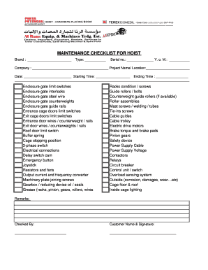 Passenger Hoist Safety Checklist  Form
