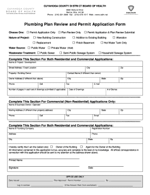 Plumbing Application Form