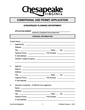 CONDITIONAL USE PERMIT APPLICATION City of Chesapeake Cityofchesapeake  Form