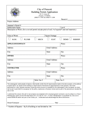 Over the Counter Building Permit Application City of Prescott  Form