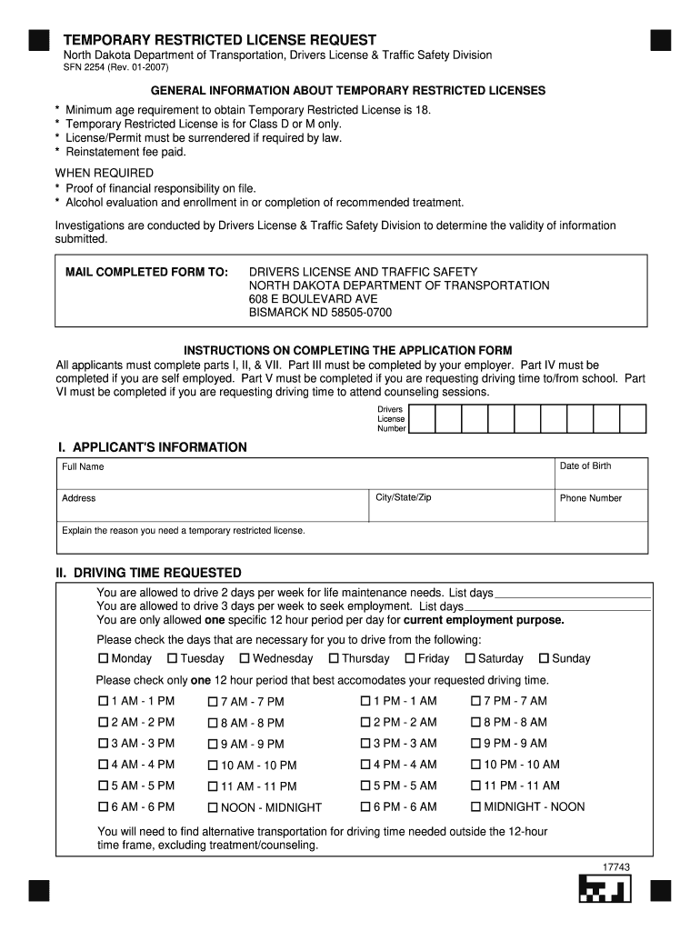  Nd Driving Working Permit Form 2019-2024