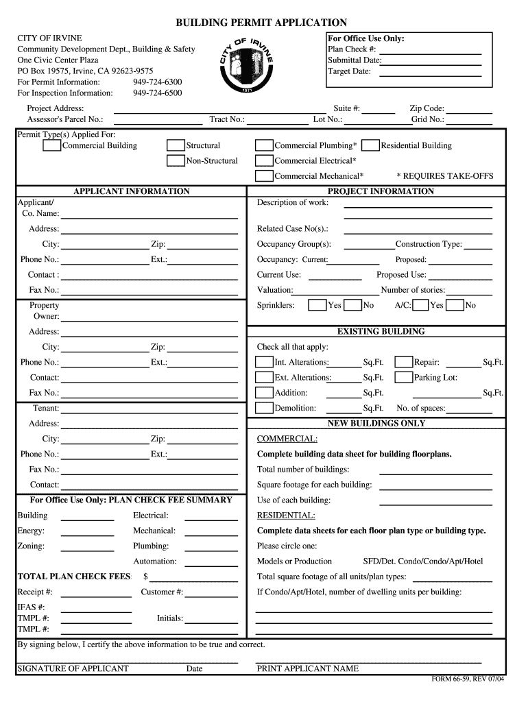  Building Permit Forms 2004-2024