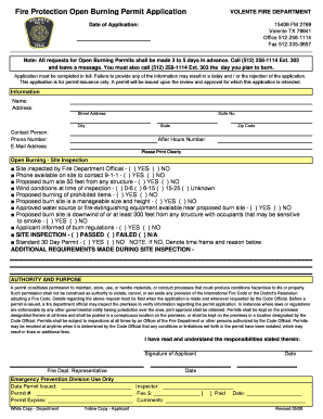 VFD Burn Permit Volente Fire Department  Form