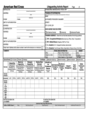 American Red Cross Lifeguarding Activity Report Form