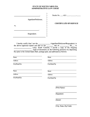 Application for Service Certificate  Form