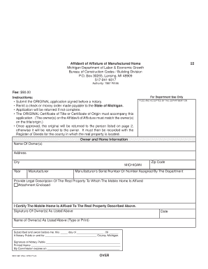 State of Michigan Affidavit of Affixture  Form