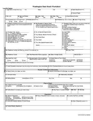 Death Certificate Washington State  Form