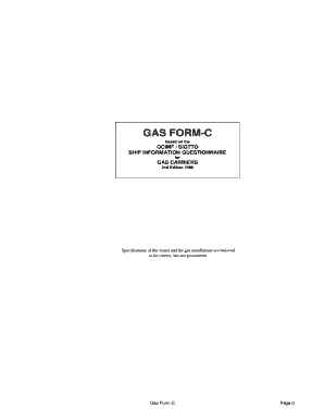 Gas Form C Based on the Ocimf Sigtto Ship Information Questionnaire for Gas Carrier