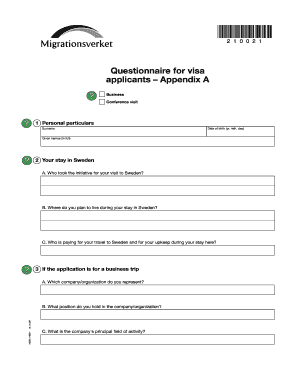 Questionnair Engelska Blankett Pa Migrationsverket Form