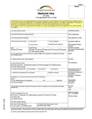 D Visa Migrationsverket  Form