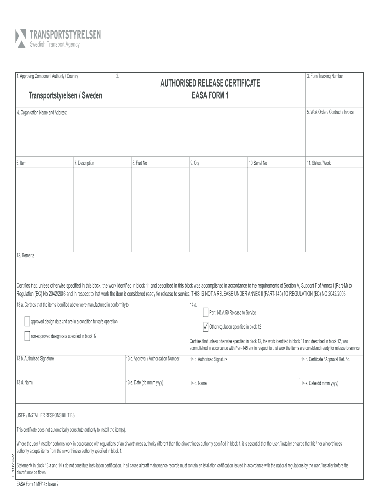 Get and Sign Easa Form 1