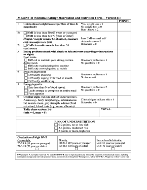 MEONF II Minimal Eating Observation and Nutrition Form Version II