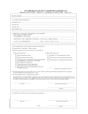 Vat Exemption Certificate  Form