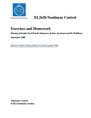 Nonlinear Control Exercises and Homework Form