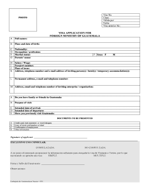 Guatemala Visa Application Form PDF