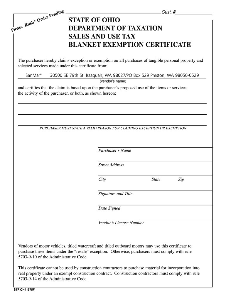 Ohio Tax Exempt Form