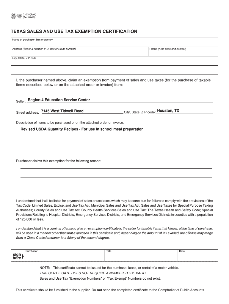 Usda Tax Exempt Form