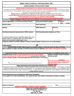 Wrec Scholarship  Form