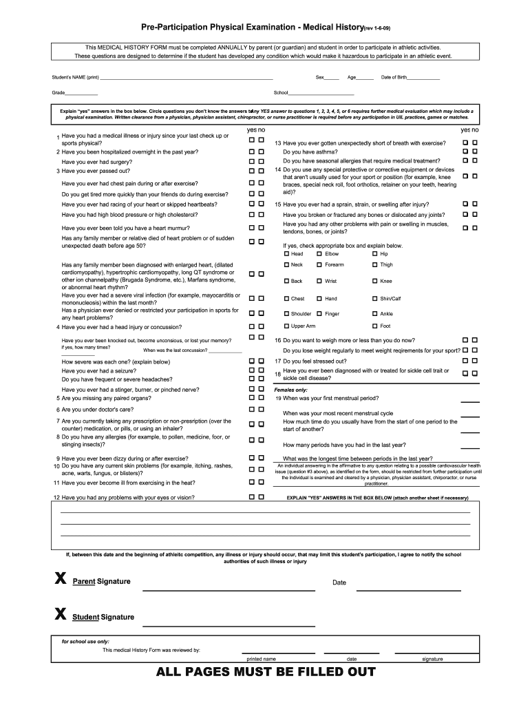  Sport Physical Form 2012-2024