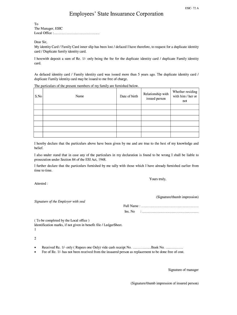 Esi Card  Form