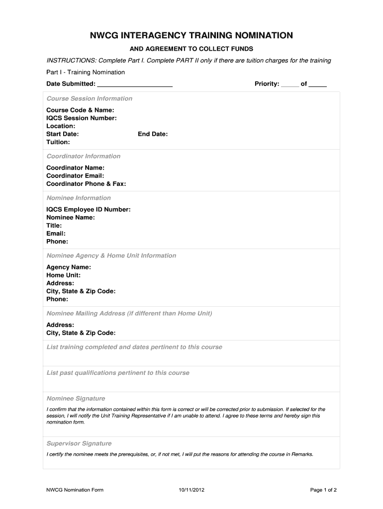 Nwcg Nomination Form