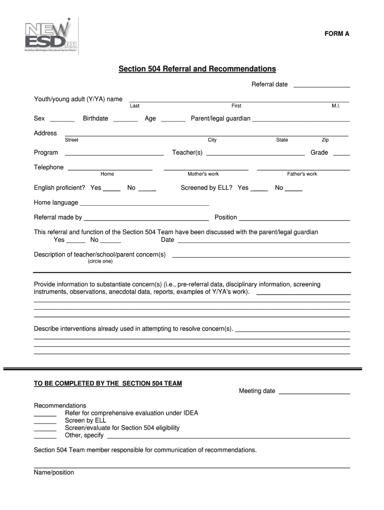 504 Form PDF