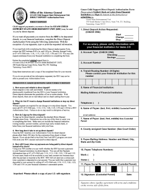 Guam Child Support State Disbursement Unit Form