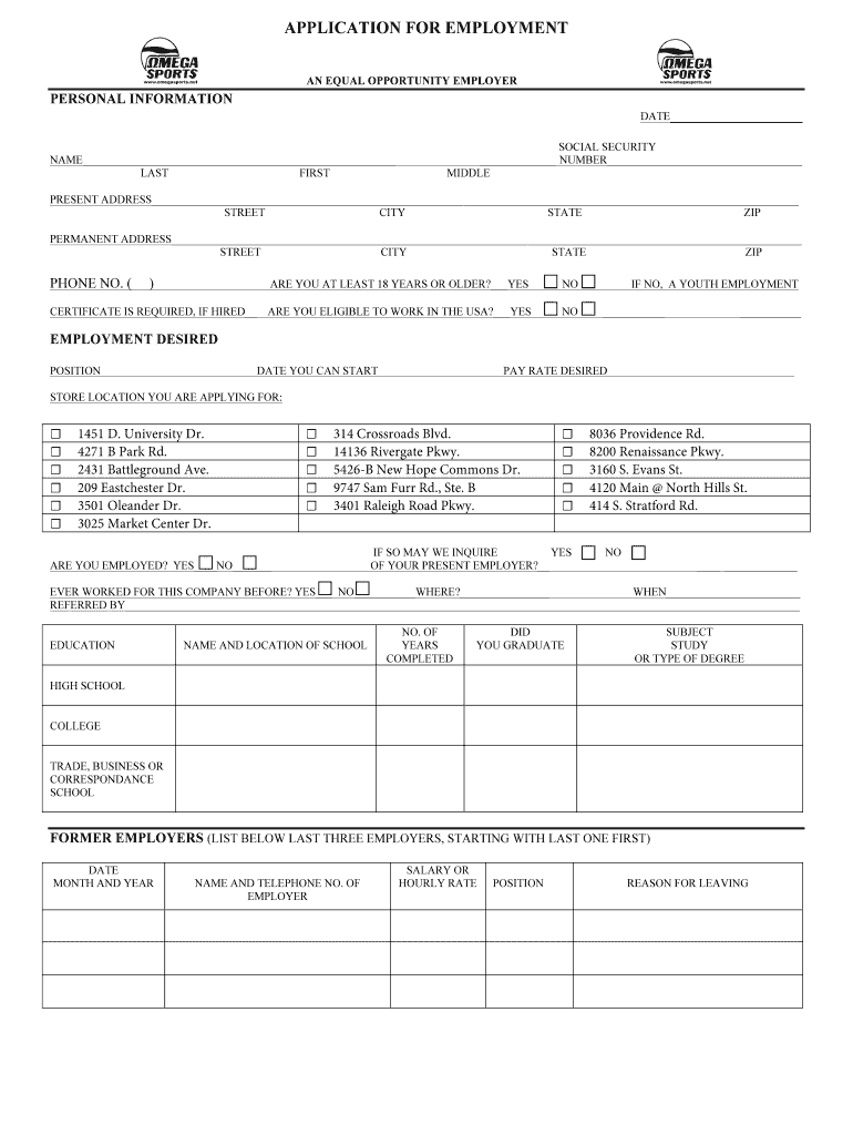 Omega Sports Application  Form