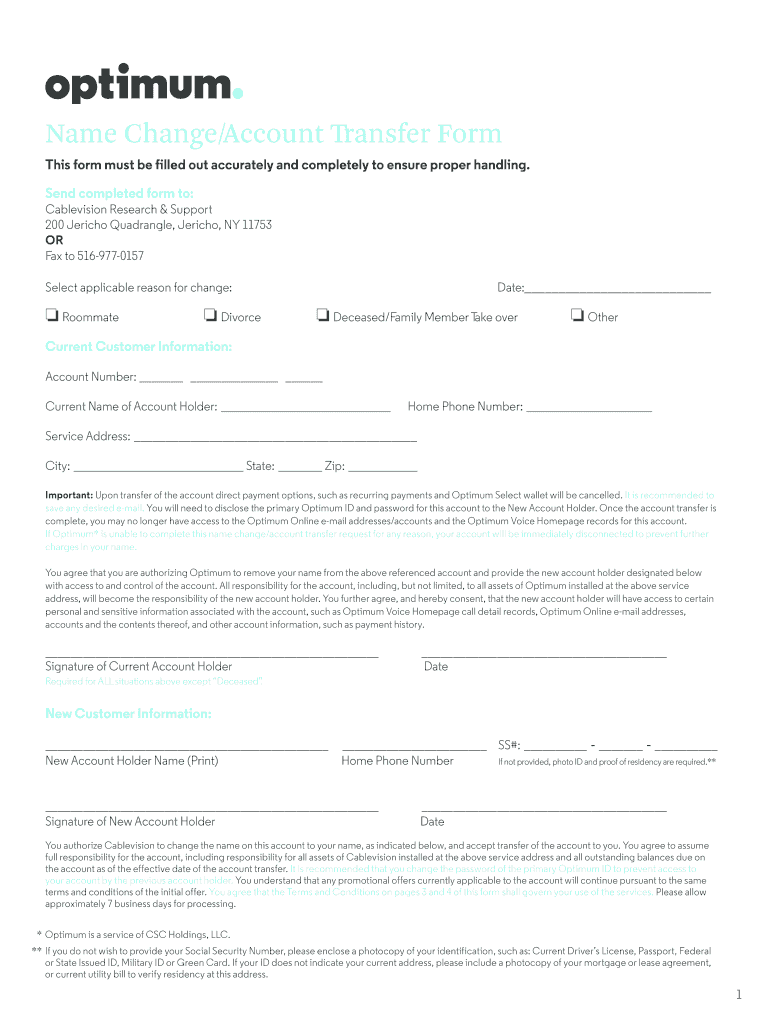  of Transferring Account in Optimum Form 2014