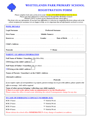 Primary School Admission Form
