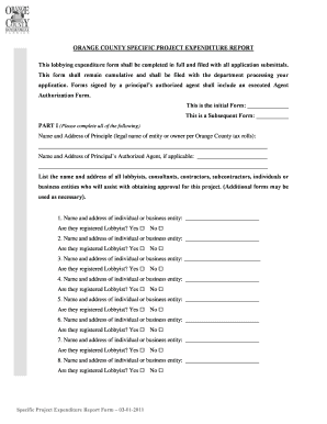 ORANGE COUNTY SPECIFIC PROJECT EXPENDITURE REPORT  Form