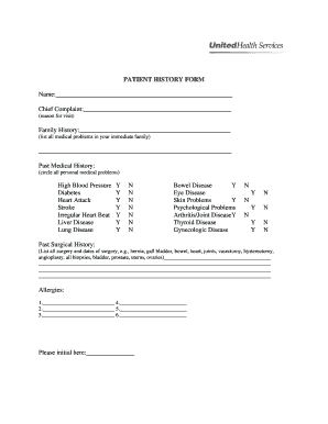 Chief Complaint Form