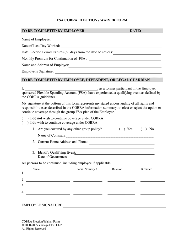 Cobra Election Form Sample