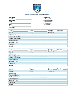 Soccer Scouting Report Template  Form