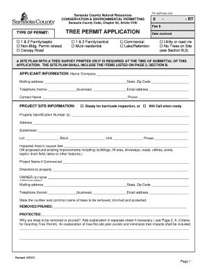 Sarasota Tree Permit Form