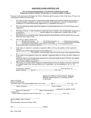  ASSUMED NAME CERTIFICATE Brazoria County Clerk 2010