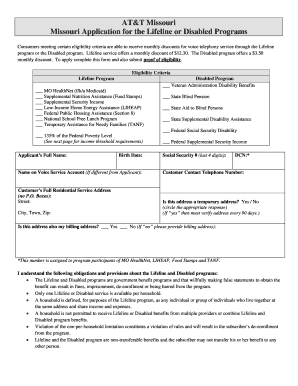 AT&amp;T Missouri Missouri Application for the Lifeline or Mercy  Form