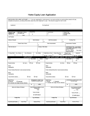 Home Equity Loan Application Fillable Form