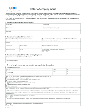 Udi Offer of Employment  Form