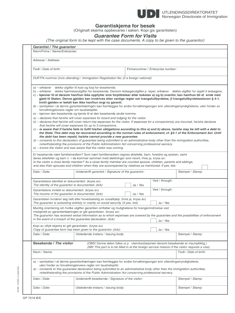  Garantiskjema for Besøk 2004-2024