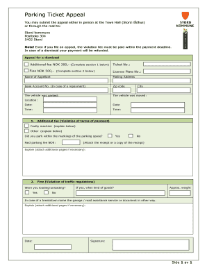Parking Ticket Appeal Form Stord Kommune