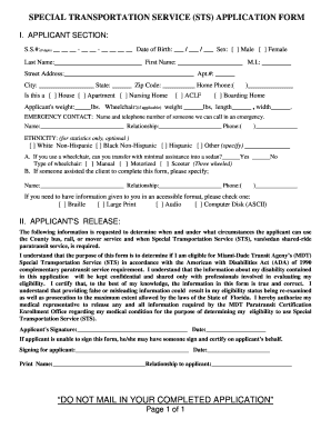 Sts Application Form