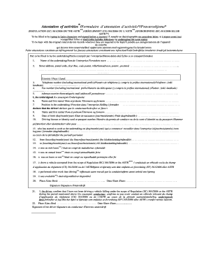 Attestation of Activities Formulaire