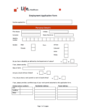  Hospital Job Application Form PDF 2008