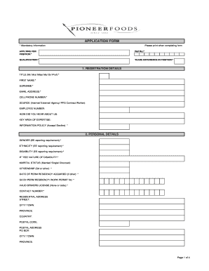 Pioneer Foods Apply Online Form