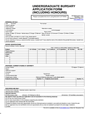 Bursary Application Form PDF