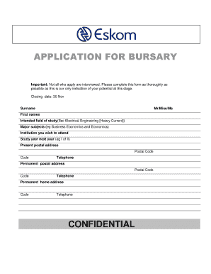 Bursary Application  Form