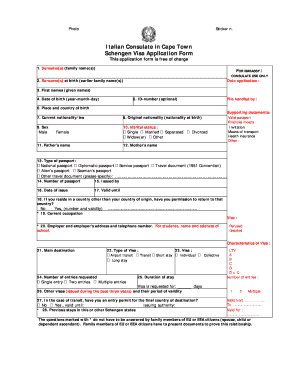 Italy Visa Application Form