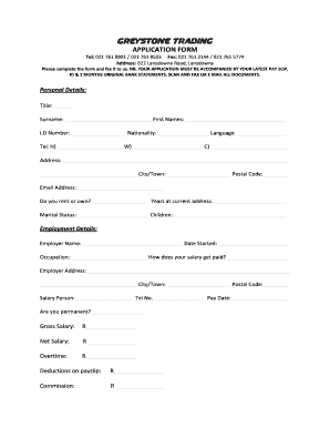Greystone Trading Catalogue  Form