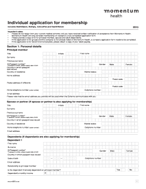 Momentum Medical Aid Renewal  Form